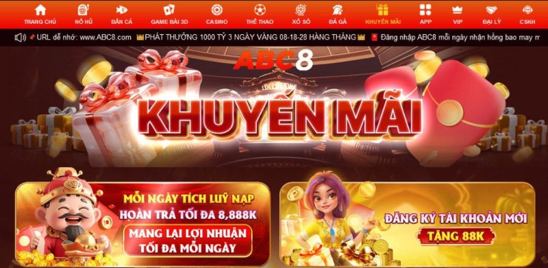 Khuyến mại ABC8 hấp dẫn nhất